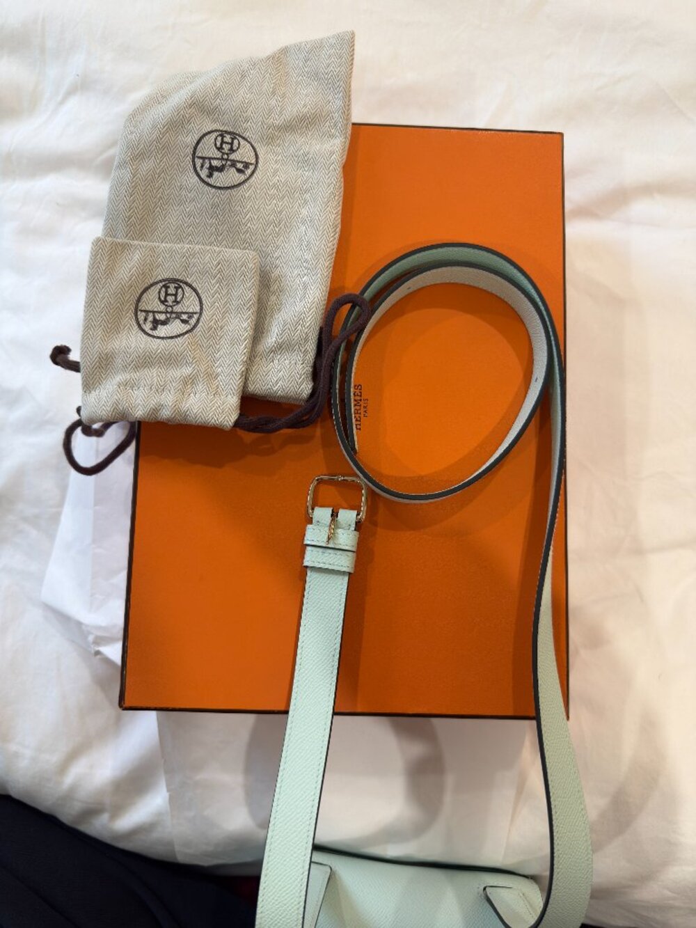 NWOT - Hermes Della Cavalleria Mini Vert Peppermint Epsom Leather Crossbody Bag - Picture 11 of 15